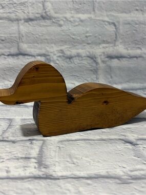Hand carved stained wood mallard duck figurine